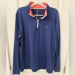 Rhoback Navy Coral Q-zip Performance Quarter Zip Pullover Size L